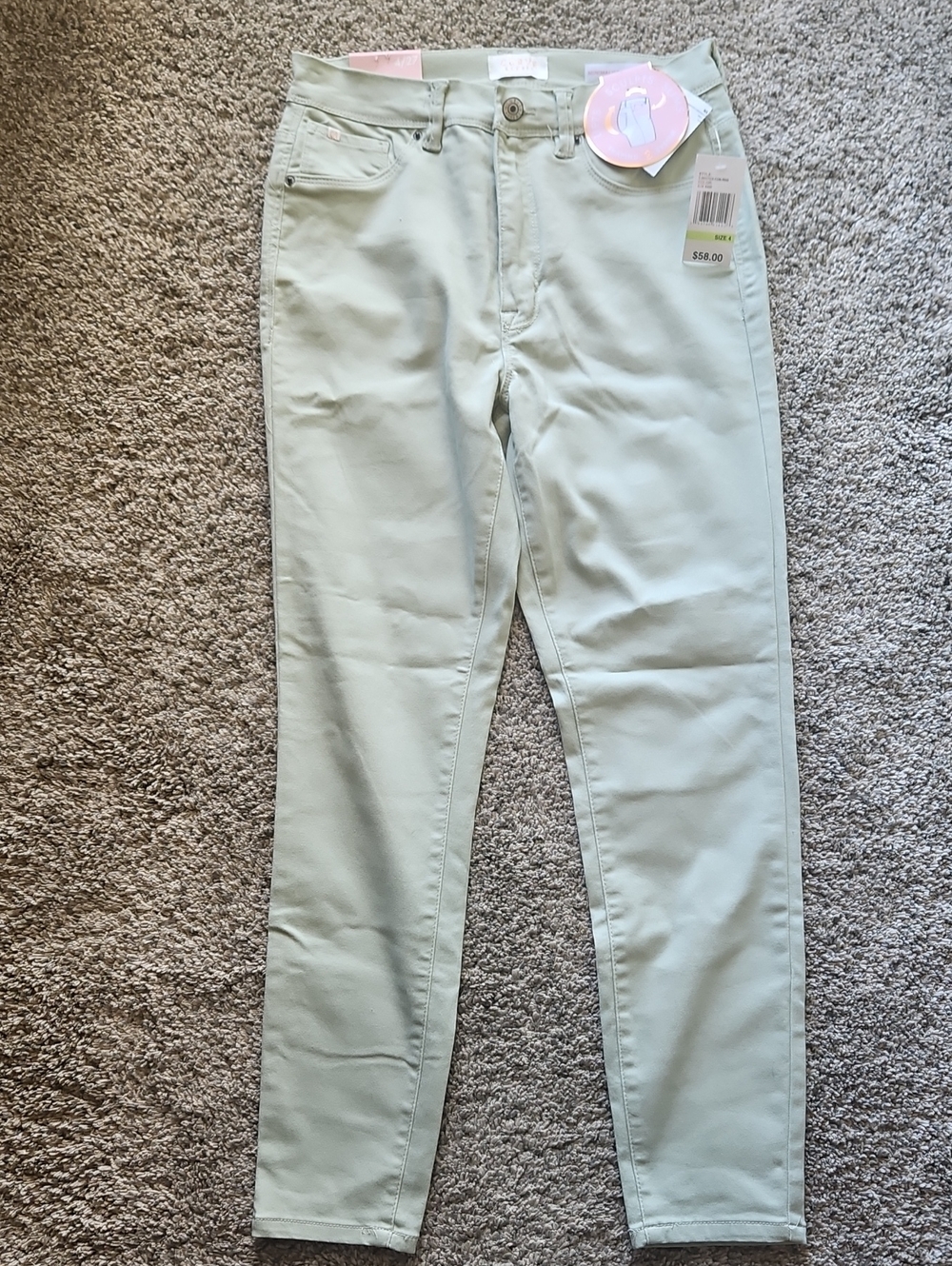 Slim High-Rise Skinny Jeans in Mint Green